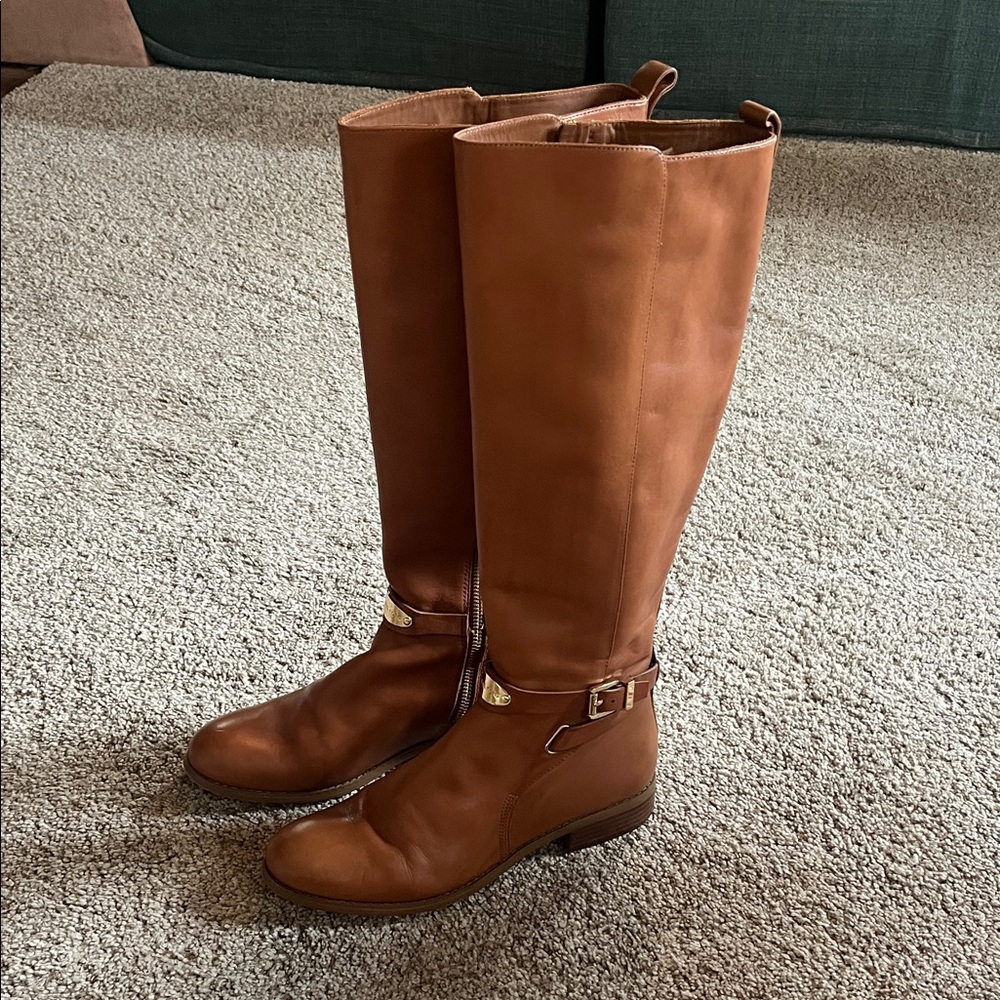 Michael Kors Cognac Brown Leather Riding Boots